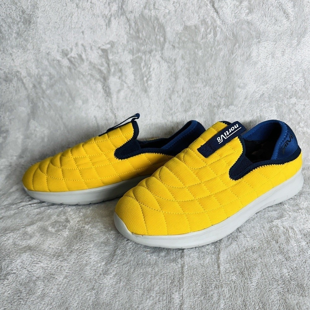 Nortiv8 Shoes Mens Size 7.5 Quilted Slip On Hiking Sneakers Water Yellow Navy
